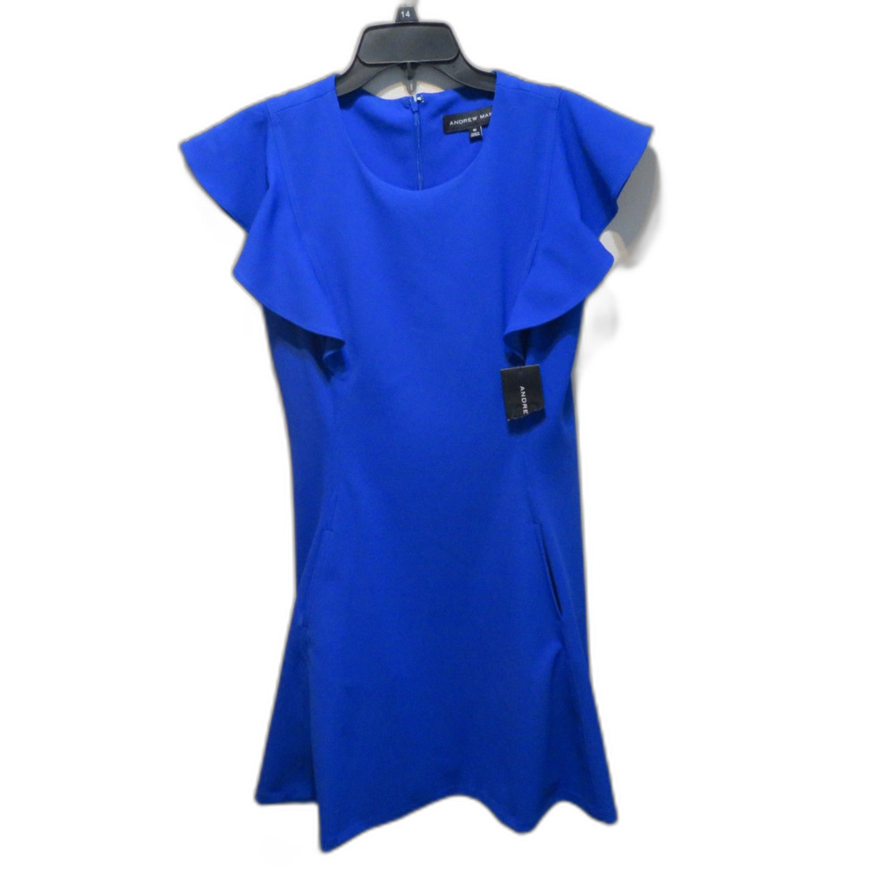 Andrew Marc Crewneck Sleeveless‎ Flare Mini Dress Ruffles